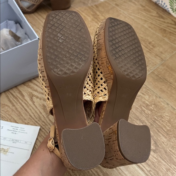 Aerosoles Tan Woven Slingback Heels - Picture 5 of 7